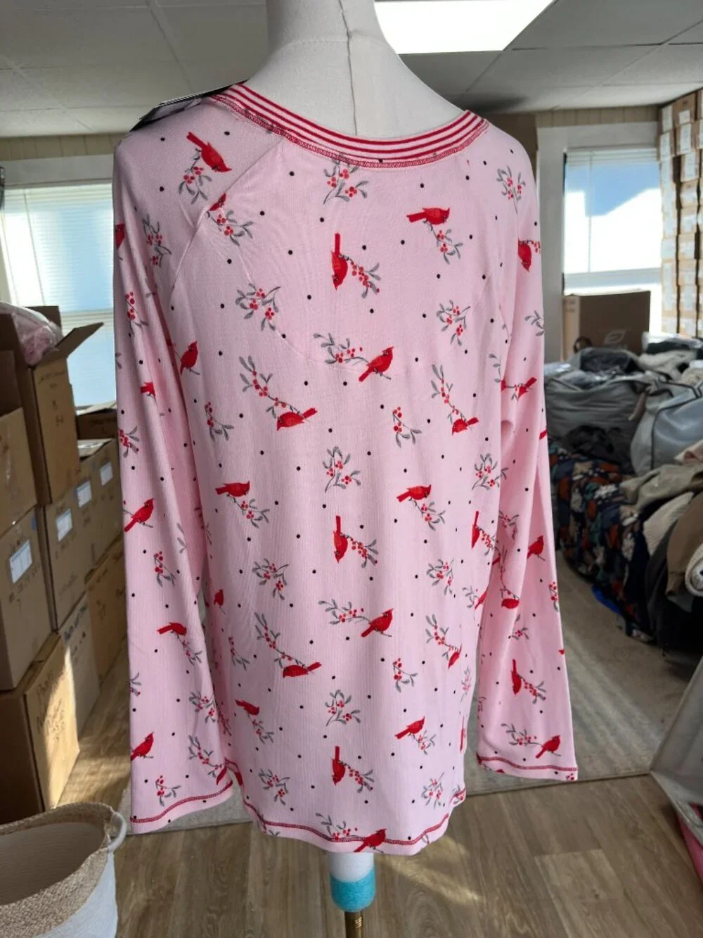 Title: NEW Cuddl Duds 2 Pc Pajama Set Cardinal Print Pink